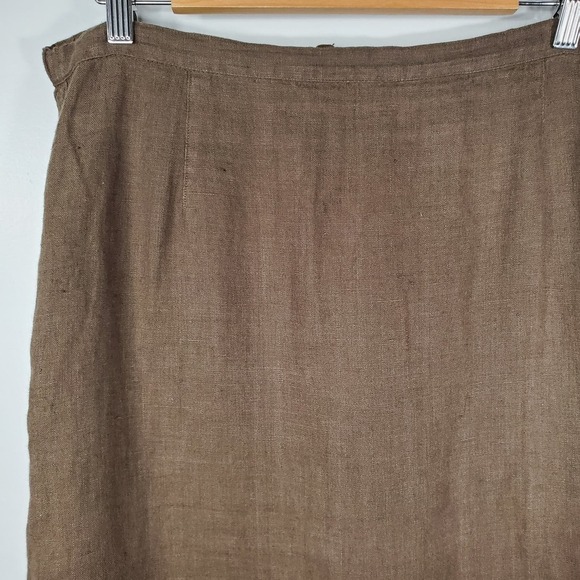 Chico's Knee-Length Linen A-Line Skirt Brown Size 1 / Medium - Picture 3 of 8